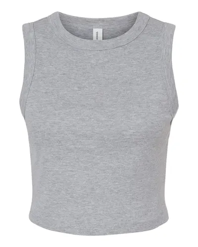 BELLA + CANVAS 1013 Women's Micro Rib Muscle Crop Tank in Athletic Heather — blank tank top, front view
