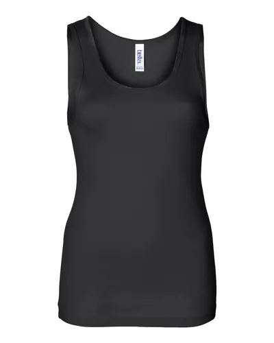 BELLA + CANVAS 1080 Women's Baby Rib Tank in Black — blank tank top, front view