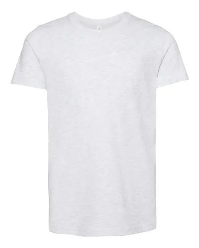 BELLA + CANVAS 3001Y Youth Jersey Tee in Ash — blank t-shirt, front view