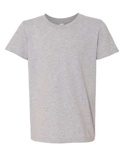 BELLA + CANVAS 3001YCVC Youth CVC Jersey Tee in Athletic Heather — blank t-shirt, front view