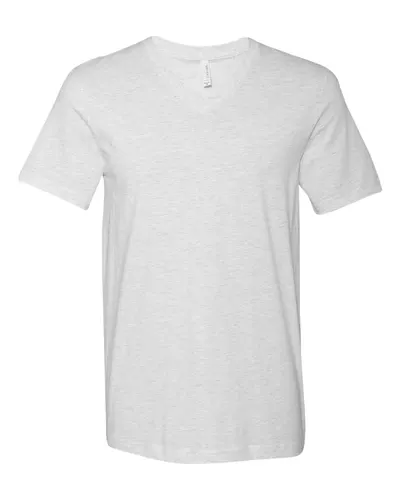 BELLA + CANVAS 3005 Unisex Jersey V-Neck Tee in Ash — blank t-shirt, front view