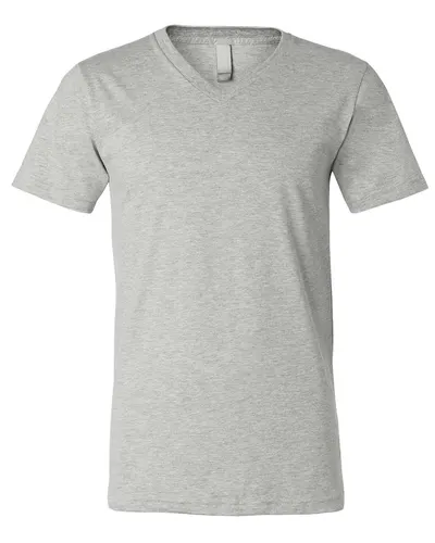 BELLA + CANVAS 3005CVC Unisex Heather CVC V-Neck Tee in Athletic Heather — blank t-shirt, front view