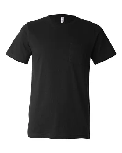 BELLA + CANVAS 3021 Men's Jersey Pocket Tee in Black — blank t-shirt, front view