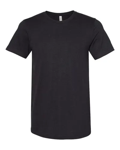 BELLA + CANVAS 3301 Unisex Sueded Tee in Black Heather — blank t-shirt, front view