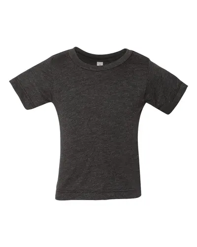 BELLA + CANVAS 3413B Infant Triblend Tee in Charcoal Black Triblend — blank t-shirt, front view
