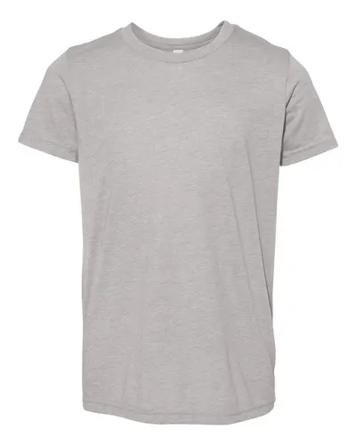 BELLA + CANVAS 3413Y Youth Triblend Tee in Athletic Grey Triblend — blank t-shirt, front view