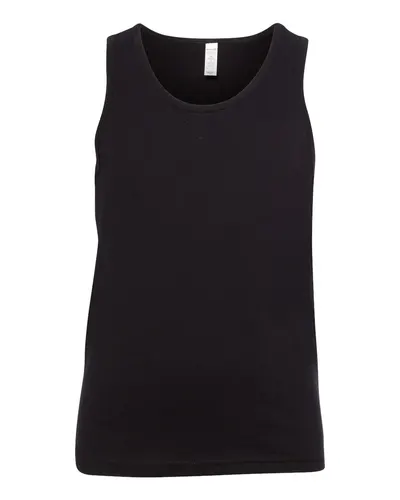 BELLA + CANVAS 3480Y Youth Jersey Tank in Black — blank tank top, front view