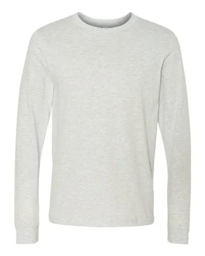 BELLA + CANVAS 3501 Unisex Jersey Long Sleeve Tee in Ash — blank long sleeve tee, front view