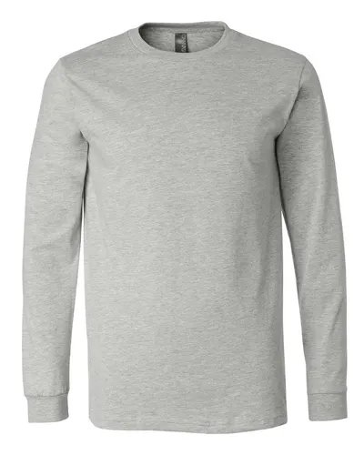 BELLA + CANVAS 3501CVC Heather CVC Long Sleeve Tee in Athletic Heather — blank long sleeve tee, front view