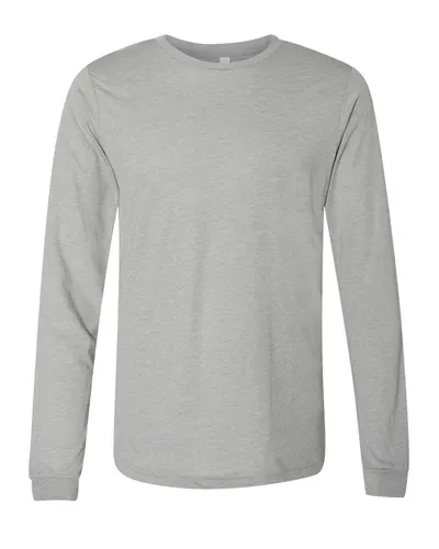 BELLA + CANVAS 3513 Unisex Triblend Long Sleeve Tee in Athletic Grey Triblend — blank long sleeve tee, front view