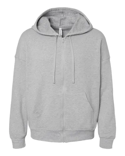 BELLA + CANVAS 3759 Unisex Sponge Fleece DTM Full-Zip Hoodie Sweatshirt in Athletic Heather — blank hooded sweatshirt, front view