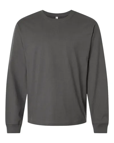 BELLA + CANVAS 4651 Unisex 7.5 oz Heavyweight Long Sleeve Tee in Asphalt — blank long sleeve tee, front view