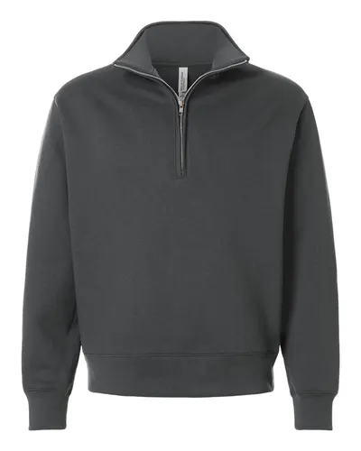 BELLA + CANVAS 4740 Unisex 10 oz Quarter-Zip Pullover Sweatshirt in Asphalt — blank crewneck sweatshirt, front view