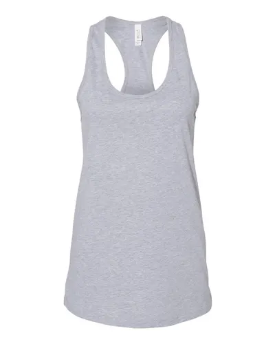 BELLA + CANVAS 6008 Women's Jersey Racerback Tank in Athletic Heather — blank tank top, front view