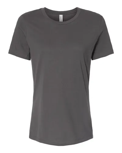 BELLA + CANVAS 6400 Women’s Relaxed Jersey Tee in Asphalt — blank t-shirt, front view