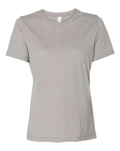 BELLA + CANVAS 6413 Women’s Relaxed Fit Triblend Tee in Athletic Grey Triblend — blank t-shirt, front view