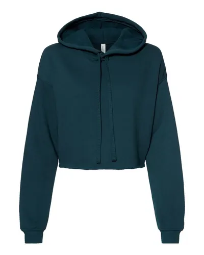 BELLA + CANVAS 7502 Women's Crop Hoodie Sweatshirt in Atlantic — blank hooded sweatshirt, front view