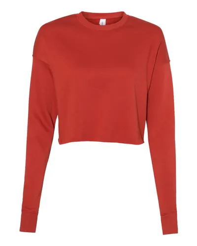 BELLA + CANVAS 7503 Women's Crop Crewneck Sweatshirt in Brick — blank crewneck sweatshirt, front view