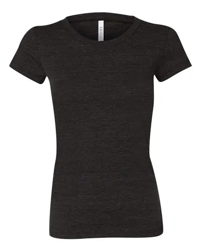BELLA + CANVAS 8413 Women's Triblend Tee in Charcoal Black Triblend — blank t-shirt, front view