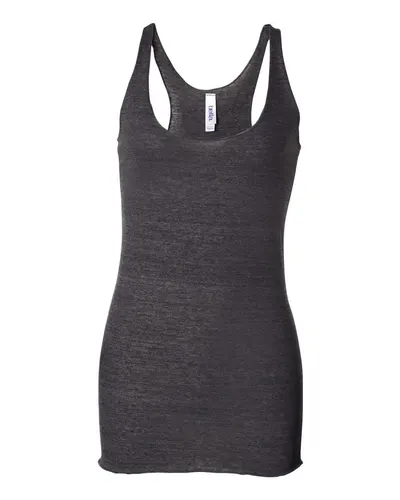 BELLA + CANVAS 8430 Women's Triblend Racerback Tank in Charcoal Black Triblend — blank tank top, front view
