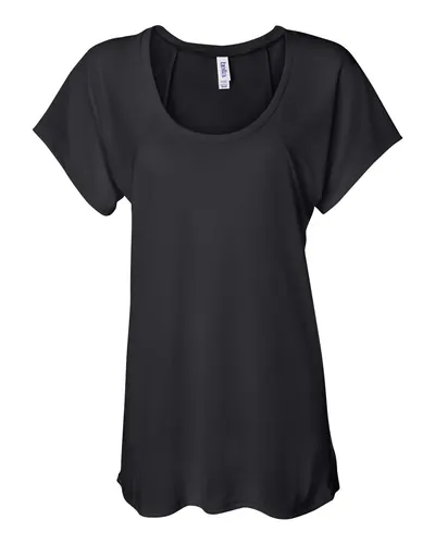 BELLA + CANVAS 8801 Women’s Flowy Raglan Tee in Black — blank t-shirt, front view