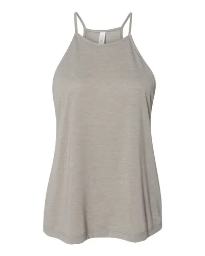 BELLA + CANVAS 8809 Women's Flowy High-Neck Tank in Heather Stone — blank tank top, front view