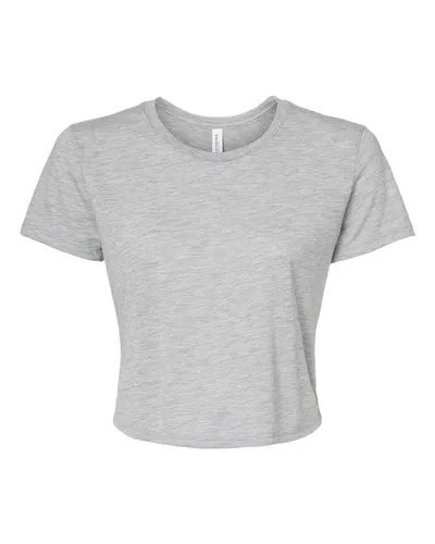 BELLA + CANVAS 8882 Women’s Flowy Crop Tee in Athletic Heather — blank t-shirt, front view