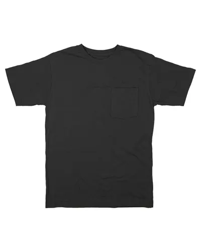 Berne Apparel BSM16 Men's Heavyweight Pocket T-Shirt in Black — blank t-shirt, front view