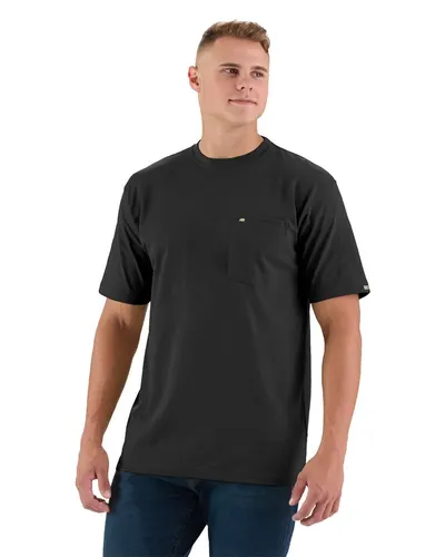 Berne Apparel BSM16T Men's Tall Heavyweight Pocket T-Shirt in Black — blank t-shirt, front view