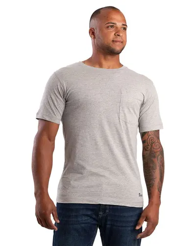 Berne Apparel BSM76 Men's Lightweight Performance T-Shirt in Grey — blank t-shirt, front view