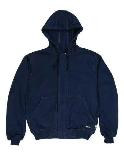 Berne Apparel FRSZ19T Men's Tall Flame-Resistant Hooded Sweatshirt in Navy — blank hooded sweatshirt, front view