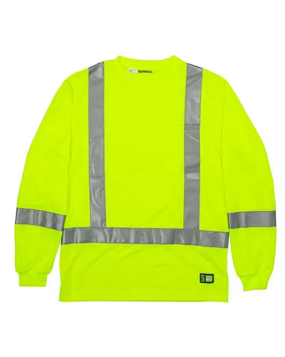 Berne Apparel HVK013 Men's Hi-Vis Class 3 Performance Pocket T-Shirt in Yellow — blank t-shirt, front view