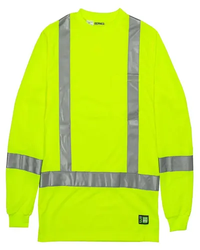 Berne Apparel HVK013T Men's Tall Hi-Vis Class 3 Performance T-Shirt in Yellow — blank t-shirt, front view