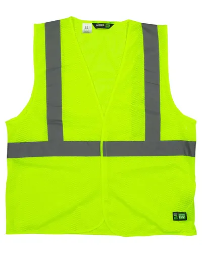 Berne Apparel HVV042 Men's Hi-Vis Class 2 Economy Vest in Yellow — blank jacket, front view