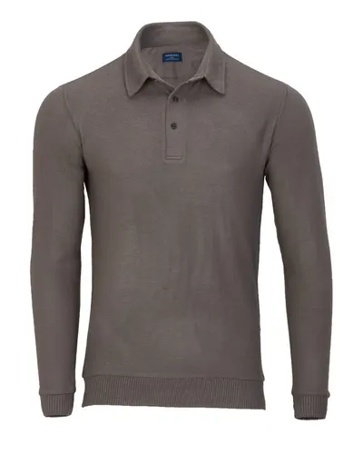 Boxercraft BM1101 Men's Cuddle Sweater Polo in Meditation Grey — blank polo, front view
