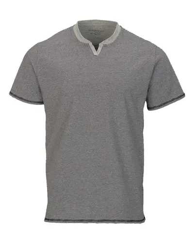 Boxercraft BM2401 Men's Striped V-Notch T-Shirt in Black/ White — blank t-shirt, front view