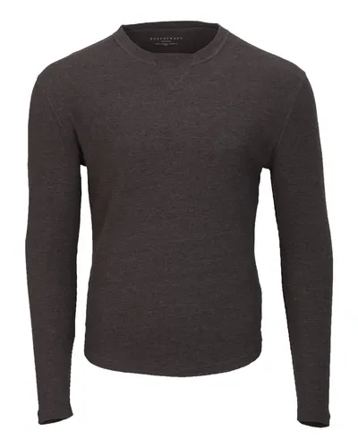 Boxercraft BM3103 Men's Waffle Knit Long Sleeve T-Shirt in Charcoal Heather — blank long sleeve tee, front view