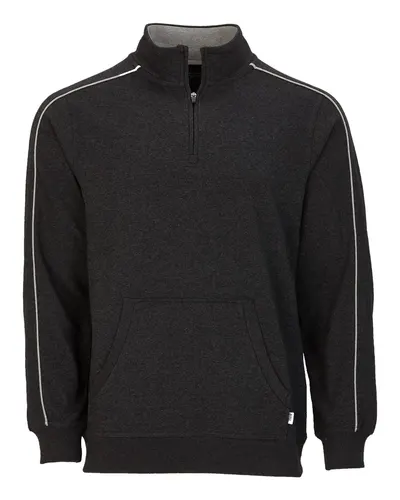 Boxercraft BM5204 Men's French Terry Quarter-Zip Pullover in Charcoal Heather — blank garment, front view