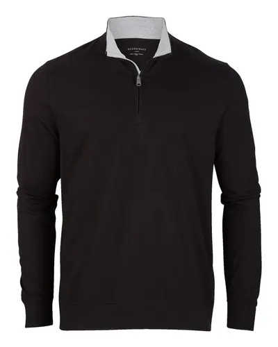 Boxercraft BM5205 Men's Alumni Quarter-Zip Pullover in Black — blank garment, front view