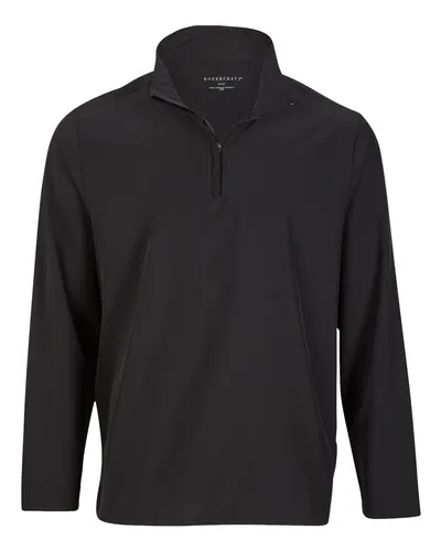 Boxercraft BM5206 Men's Quarter-Zip Stretch Pullover in Black — blank garment, front view