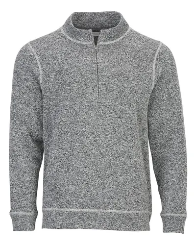 Boxercraft BM5207 Men's Alpine Quarter-Zip Pullover in Black Heather — blank garment, front view