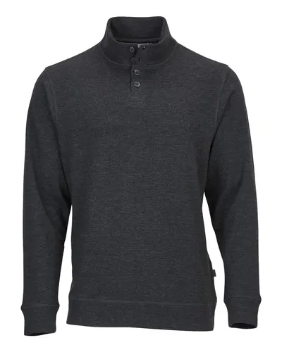 Boxercraft BM5209 Men's French Terry Button Pullover in Charcoal Heather — blank garment, front view