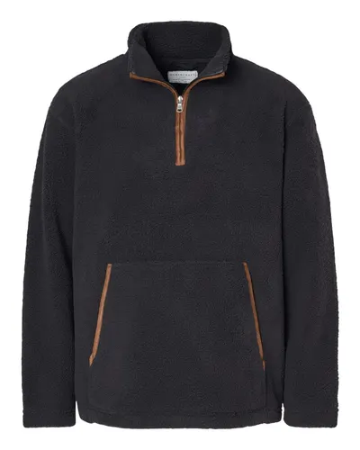 Boxercraft BM8510 Men's Everest Fleece Quarter-Zip Pullover in Black — blank fleece pullover, front view