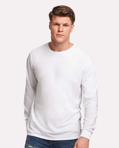 Boxercraft BU3102 Unisex Essential Long Sleeve T-Shirt in White — blank long sleeve tee, front view