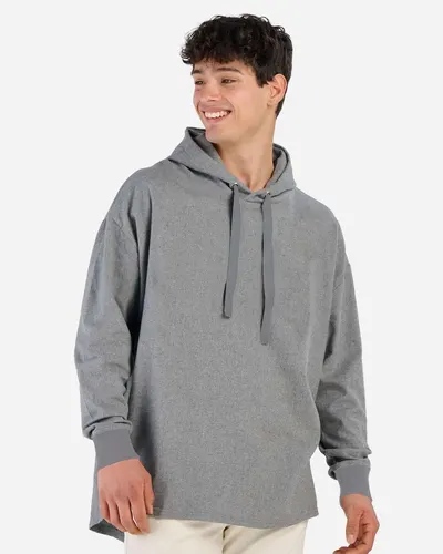 Boxercraft BU5301 Unisex Flannel Hooded Pullover in Oxford Heather — blank hooded sweatshirt, front view