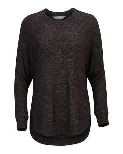 Boxercraft BW1102 Women's Cuddle Oversize Pullover Sweater in Black Heather — blank garment, front view