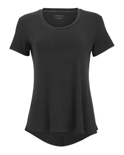 Boxercraft BW2105 Women's Bamboo Scoop Neck T-Shirt in Black — blank t-shirt, front view