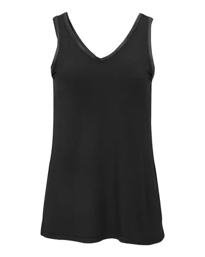 Boxercraft BW2504 Women's Bamboo V-Neck Tank Top in Black — blank tank top, front view
