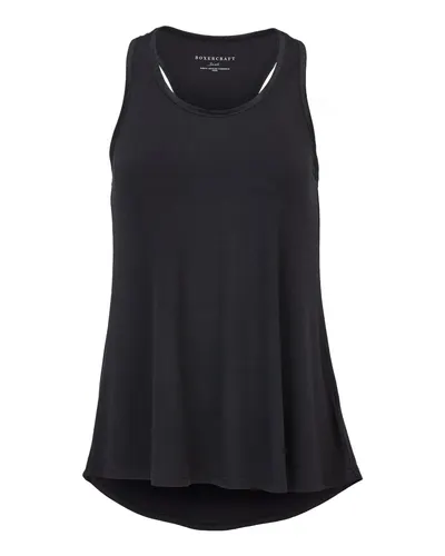 Boxercraft BW2508 Women's Bamboo Tank Top in Black — blank tank top, front view