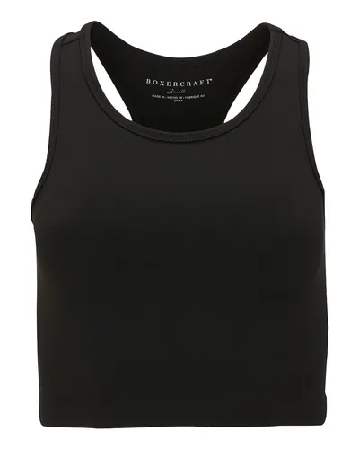 Boxercraft BW2703 Women's Zen Sport Tank Top in Black — blank tank top, front view
